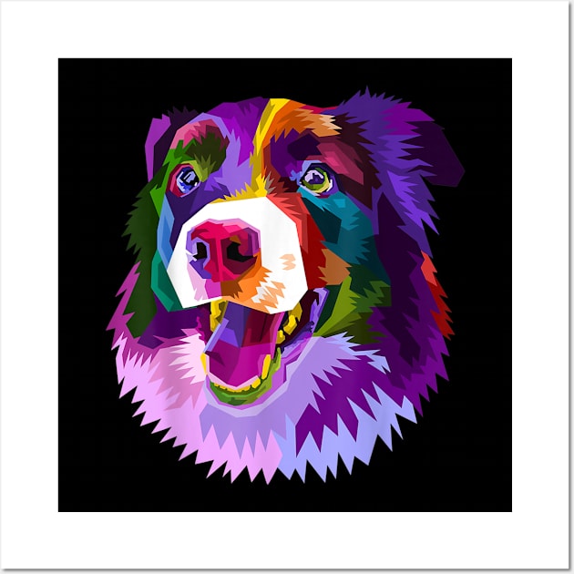 Border Collie Pop Art Portrait Colorful Gift For Dog Lover Wall Art by Rojio